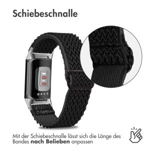 iMoshion Elastische Nylonarmband für das Fitbit Charge 5 / Charge 6 - Schwarz