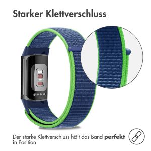 iMoshion Nylonarmband für das Fitbit Charge 5 / Charge 6 - Größe S - Blau / Grün