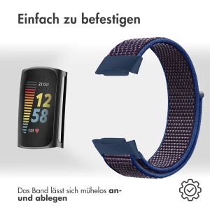 iMoshion Nylonarmband für das Fitbit Charge 5 / Charge 6 - Größe S - Blau