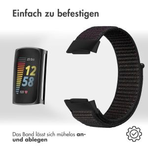 iMoshion Nylonarmband für das Fitbit Charge 5 / Charge 6 - Größe S - Schwarz