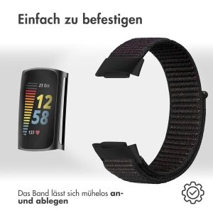 iMoshion Nylonarmband für das Fitbit Charge 5 / Charge 6 - Größe L - Schwarz