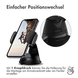 iMoshion Handyhalterung für das Auto - Verstellbar - Armaturenbrett und  Windschutzscheibe - Schwarz