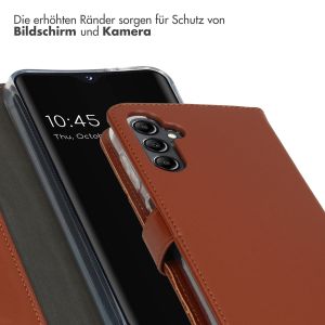 Selencia Echtleder Klapphülle für das Samsung Galaxy A14 (5G) - Hellbraun