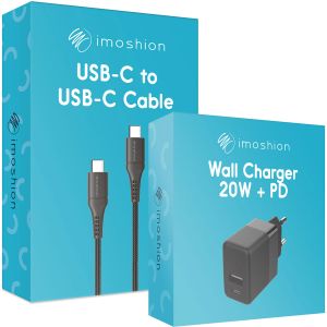 iMoshion Wand-Ladegerät mit USB-C- auf USB-C Kabel - Ladegerät - Geflochtenes Gewebe - 20 Watt - 2 m - Schwarz