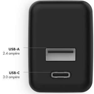 iMoshion Wand-Ladegerät mit USB-C- auf USB-Kabel - Ladegerät - Geflochtenes Gewebe - 20 Watt - 0,25 m - Schwarz