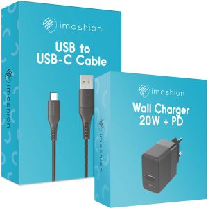 iMoshion Wand-Ladegerät mit USB-C- auf USB-Kabel - Ladegerät - Geflochtenes Gewebe - 20 Watt - 0,5 m - Schwarz