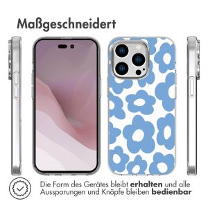 iMoshion Design Hülle für das iPhone 14 Pro - Retro Blue Flowers