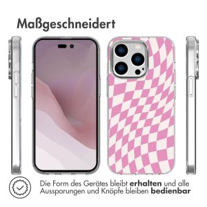 iMoshion Design Hülle für das iPhone 14 Pro - Retro Pink Check
