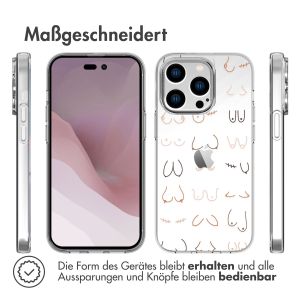 iMoshion Design Hülle für das iPhone 14 Pro - Boobs all over - Transparent