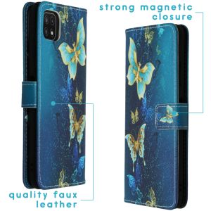 iMoshion Design TPU Klapphülle Galaxy A22 (5G) - Blue Butterfly