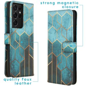 iMoshion Design TPU Klapphülle Galaxy S21 Ultra - Green Honeycomb