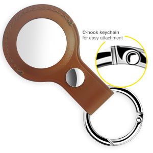 Accezz ﻿Genuine Leather Keychain Case Apple AirTag - Braun
