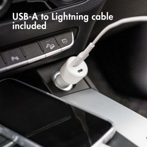 Accezz Kfz-Ladegerät mit MFI-zertifiziertem Lightning- auf USB-Kabel - Autolader - 20 Watt - 1 m - Weiß