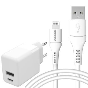 Accezz Wand-Ladegerät mit MFI-zertifiziertem Lightning- auf USB-Kabel - 20 Watt - 1 m - Weiß