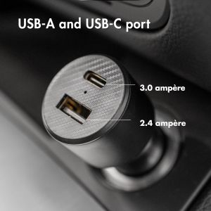 iMoshion Kfz-Ladegerät mit USB-C- auf USB-Kabel - Autolader - Geflochtenes Gewebe - 20 Watt - 1,5 m - Schwarz