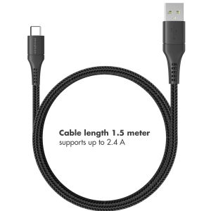 iMoshion Wand-Ladegerät mit USB-C- auf USB-Kabel - Ladegerät - Geflochtenes Gewebe - 20 Watt - 1,5 m - Schwarz