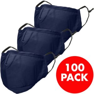 iMoshion 100 pack - ﻿Wiederverwendbarer, waschbarer Mundschutz aus 3-lagigem Baumwollgewebe - Dunkelblau