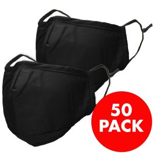 iMoshion 50 pack - ﻿Wiederverwendbarer, waschbarer Mundschutz aus 3-lagigem Baumwollgewebe - Schwarz
