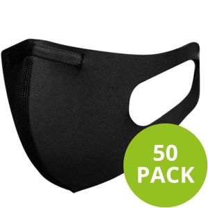 Blackspade 50 pack - Waschbarer Unisex-Mundschutz für Erwachsene – Wiederverwendbare Stretch-Baumwolle - Schwarz