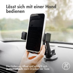 Accezz ﻿Handyhalterung Auto für das iPhone 15 Pro Max – Kabelloses  Ladegerät – Armaturenbrett und Windschutzscheibe – Schwarz