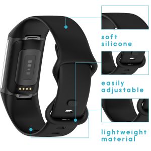 iMoshion Silikonband für die Fitbit Charge 5 / Charge 6 - Größe L - Schwarz