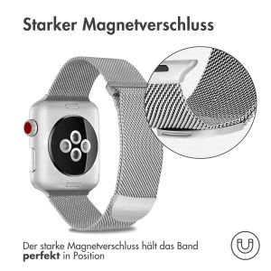 iMoshion Mailändische Magnetarmband für die Apple Watch Series 1-9 / SE / Ultra (2) - 42/44/45/49 mm - Größe M - Silber