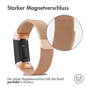 iMoshion Mailändische Magnetarmband für das Fitbit Charge 3 / 4 - Größe S - Rose Gold