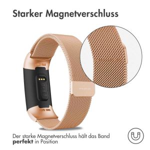 iMoshion Mailändische Magnetarmband für das Fitbit Charge 3 / 4 - Größe M - Rose Gold
