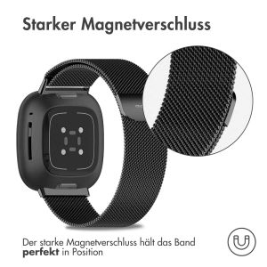 iMoshion Mailändische Magnetarmband für das Fitbit Versa 3 - Größe S - Schwarz
