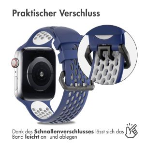 iMoshion Silikonsportarmband Buckle für das Apple Watch Series 1-9 / SE - 38/40/41mm - Dunkelblau / Weiß