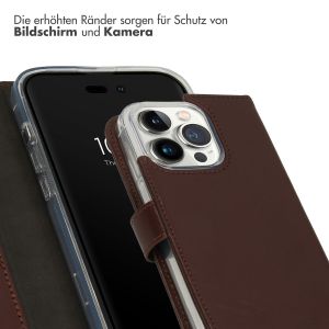 Selencia Echtleder Klapphülle für das iPhone 14 Pro - Braun