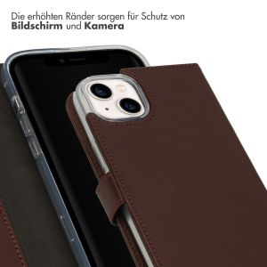 Selencia Echtleder Klapphülle für das iPhone 14 Plus - Braun