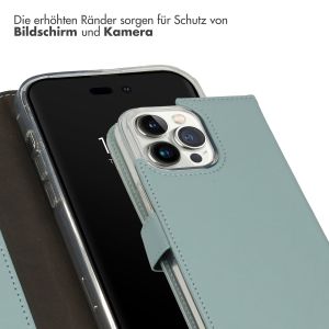 Selencia Echtleder Klapphülle für das iPhone 14 Pro Max - Air Blue