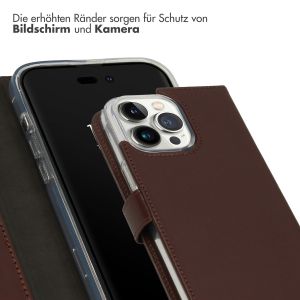 Selencia Echtleder Klapphülle für das iPhone 14 Pro Max - Braun