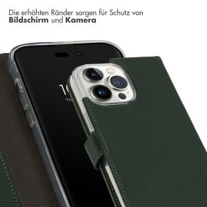 Selencia Echtleder Klapphülle für das iPhone 14 Pro Max - Grün