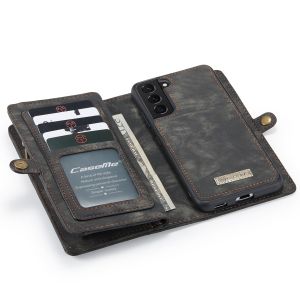 CaseMe Luxuriöse 2-in-1-Portemonnaie-Klapphülle Leder für das Samsung Galaxy S22 - Schwarz