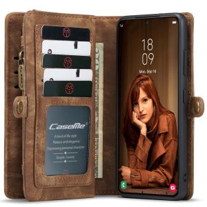 CaseMe Luxuriöse 2-in-1-Portemonnaie-Klapphülle Leder für das Samsung Galaxy S22 - Braun
