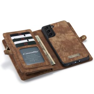 CaseMe Luxuriöse 2-in-1-Portemonnaie-Klapphülle Leder für das Samsung Galaxy S22 - Braun