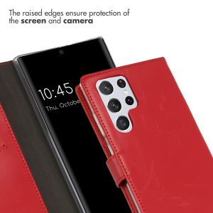 Selencia Echtleder Klapphülle für das Samsung Galaxy S22 Ultra - Rot
