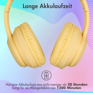 iMoshion Kids LED Light Cat Ear Bluetooth-Kopfhörer - Kinderkopfhörer - Kabelloser Kopfhörer + AUX-Kabel - Gelbe
