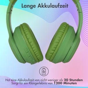 iMoshion Kids LED Light Cat Ear Bluetooth-Kopfhörer - Kinderkopfhörer - Kabelloser Kopfhörer + AUX-Kabel - Grün
