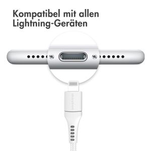 iMoshion ﻿Lightning- auf USB-Kabel – nicht MFi-zertifiziert  – Geflochtenes Gewebe  – 3 m – Weiß
