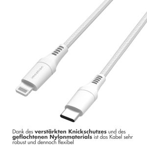 iMoshion ﻿Lightning- auf USB-C-Kabel – nicht MFi-zertifiziert  – Geflochtenes Gewebe  – 1 m – Weiß