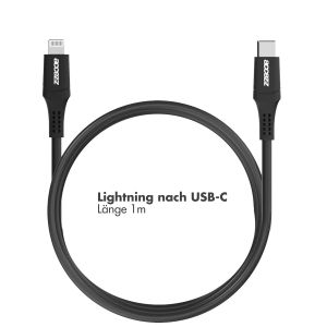 Accezz MFI-zertifiziertes Lightning- auf USB-C-Kabel - 1 m - Schwarz