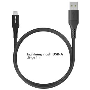 Accezz MFI-zertifiziertes Lightning- auf USB-Kabel - 1 m - Schwarz