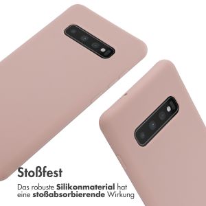 iMoshion Silikonhülle mit Band für das Samsung Galaxy S10 Plus - Sand Pink