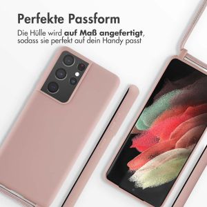 iMoshion Silikonhülle mit Band für das Samsung Galaxy S21 Ultra - Sand Pink