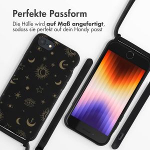 iMoshion Silikonhülle design mit Band für das iPhone SE (2022 / 2020) / 8 / 7 - Sky Black