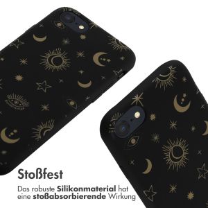iMoshion Silikonhülle design mit Band für das iPhone SE (2022 / 2020) / 8 / 7 - Sky Black