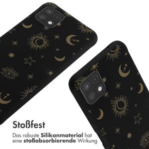 iMoshion Silikonhülle design mit Band für das Samsung Galaxy A22 (5G) - Sky Black